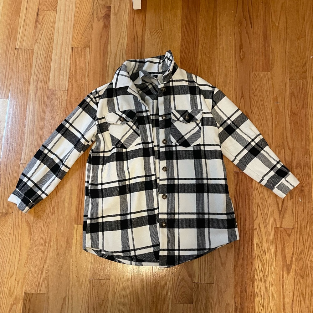 Black and white plaid shacket
